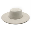 Sombrero fedora beige de ala ancha con elegante banda de diamantes para mujer retro - M (56-59cm) / Blanco Roto Gamuza