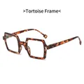 Classic reading glasses with a geometric tortoise shell frame and vintage aesthetic - 0 Degree (Anti-blue Light) / Tortoise Frame