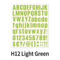 Close-up of light green DIY alphabet and number stickers for creative scrapbooking crafts - Light Green