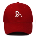 Classic red cotton baseball cap with white embroidered logo and curved brim - Adjustable / Burgundy
