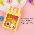 Set di gomme per cancellare dolci in confezione regalo gialla con pizza - Set di 4 / Dessert Giallo