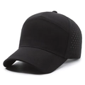 Schnelltrocknende schwarze Baseballkappe mit Laser-Belüftungslöchern für Outdoor-Sport - Verstellbar / Schwarz