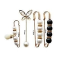 Set of four gold pearl safety pins for waist tightening and dress brooch decoration - No. 45 4-Piece Set