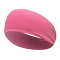Pink wide elastic sports headband for yoga and running, seamless knit athletic hair band - Pink