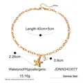 18k gold plated stainless steel chain with starfish pendant and pearl charm - Gold JDNW2403077