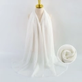 Elegant white pearl chiffon scarf displayed on a mannequin with fabric texture detail - White
