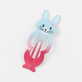 Cute rabbit shaped hair clip for girls with blue and pink gradient finish and bow - Blue Red Rabbit