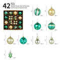 42-piece gold and green Christmas ornament set with 3cm and 6cm assorted baubles - Gold Green Star Set