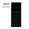 Close-up of 40pcs mixed color 2.0mm stainless steel nose studs in a professional display box - Straight Bar / Multicolor 40Pcs/Box-2.0mm Straight