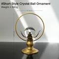 Short crystal ball ornament in golden metal stand for luxury home and entryway decoration - Lotus Crystal Ball - Short