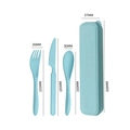 Blue wheat straw travel cutlery set with case, fork, spoon and knife dimensions - Dark Green / No Paper Box
