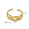 Detail view of 14K gold-plated open ring with chain link design and dimension measurements - Gold-Geometric