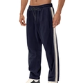 Detalle de pantalones deportivos de pana azul oscuro con rayas laterales en blanco roto - S / Azul Marino