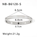 Brazalete de acero plateado con estrellas, diamantes de imitación y dimensiones - Brazalete de Estrella Plateada de Pavé de Diamantes