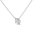 Dettaglio della collana con pendente Vergine argento e pietre di zircone scintillanti - Vergine d'argento