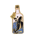 Pin esmaltado de ballena en una botella con bordes dorados y detalles azules - Estilo Ballena en Botella (C1856-4)