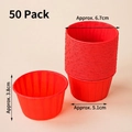 50-pack red greaseproof paper muffin cups with wavy edges for high-heat baking - Greaseproof Paper Cups / Red