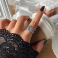 Funny silver frog ring with sparkling crystals for Christmas party style - White K 0627
