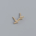 Chic 925 sterling silver lightning bolt stud earrings with sparkling gold finish - 925 Silver / Gold (With Rubber Stoppers)