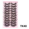 Set van 10 paar volle zwarte valse wimpers in Russische DD-krul stijl model TK40 - Dikke gekrulde zwart (TK40)