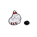Spilla in smalto gatto bianco carino con cappello natalizio e coda a strisce rosse decor - Gatto di Natale