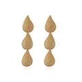 Orecchini pendenti dorati opachi con tripla goccia d'acqua e texture geometrica - Tripla Goccia d'Acqua Opaca / Oro