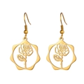 Golden rose hollow earrings in stainless steel with minimalist floral design - Gold Rose Flower