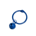 Llavero redondo de metal pintado azul con un pequeño colgante de campana para DIY - Azul Real