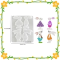 Hasen-Silikonform für DIY-Harzanhänger mit vier verschiedenen süßen Kaninchen-Designs - 4-Loch Hase Anhänger / Weiß
