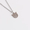 Titanium steel necklace featuring a polished devil emoji cat pendant with laser cut design - Devil Cat