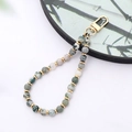 Natural stone beaded phone lanyard with green moss agate beads and gold lobster clasp - K3413 Tree Agate Natural Stone Pendant