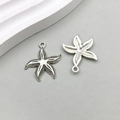 Silver starfish alloy pendants with textured front and smooth back for DIY jewelry - Antique Silver Starfish 23*25mm