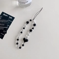 Ins style phone charm with black heart, star beads and a transparent bow pendant - Transparent Star Bear