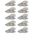 Detail showing 10-piece gradient wave embroidery patches with fine stitching and textures - Sea Wave Embroidery Patch Set Style D