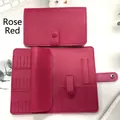 Rose red faux leather nail drill bit storage case with multiple slots and metal snap - Rose Red
