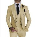 Driedelig herenpak in champagne goud met double-breasted vest en bijpassende pantalon - XXS / Champagne