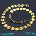 Bracelet de cheville en acier inoxydable doré 18K avec maille grain de café ajustable - Or 6mm(KJ4631-ZJZL)