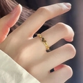 Minimalist gold heart chain ring for women made of durable polished titanium steel - US 8 / Gold
