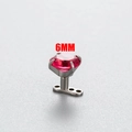 G23 titanium dermal anchor set with 6mm red zircon stone on light grey background - Red