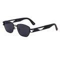 Steampunk sunglasses in black metal frame with detailed hollowed-out engraved temples - Black Frame Metal Retro Carving / Matte Black