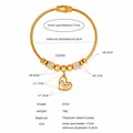 Detailed dimension chart of gold titanium steel bangle with heart butterfly charms - Gold (Z252)