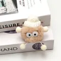 Cute light brown plush doll accessory for shoelaces with white knit hat and round eyes - No Buckle / Milk Tea