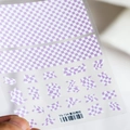 Purple and white checkered 5D relief nail stickers in classic and distorted patterns TS-734 - Purple And White Checkerboard (TS-734)