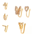 Six-piece set of gold-plated U-shaped non-piercing nose clips with sparkling zircon accents - Diverse Fashion Elements Set / 6-Piece Set / KC Gold