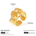 Anello regolabile dorato in acciaio inossidabile con design a onde multistrato 3,9g - Combinazione Multidisco (NB-R24391)