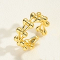 Adjustable golden open ring with a unique molecular sphere structure design for women - Copper Beads Style (JZ0465-6)