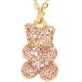 Charming gold-plated teddy bear necklace pendant with pavé-set pink cubic zirconia crystals - Gold-Pink Zircon