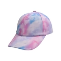 Detailed view of kids baseball cap with vibrant starry sky and cloud print pattern - Colorful Galaxy - Blue Purple Gradient