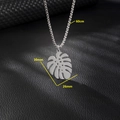 Collier en acier inoxydable argenté avec pendentif feuille de monstera et chaîne 60cm - 125-Feuille de Monstera B