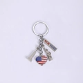 Silver Statue of Liberty keychain with American flag heart and New York enamel charm - Heart Style